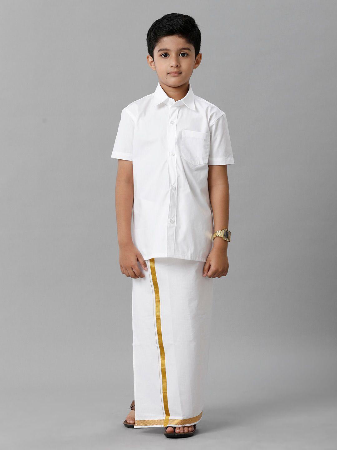 ramraj boys spread collar shirt with veshti