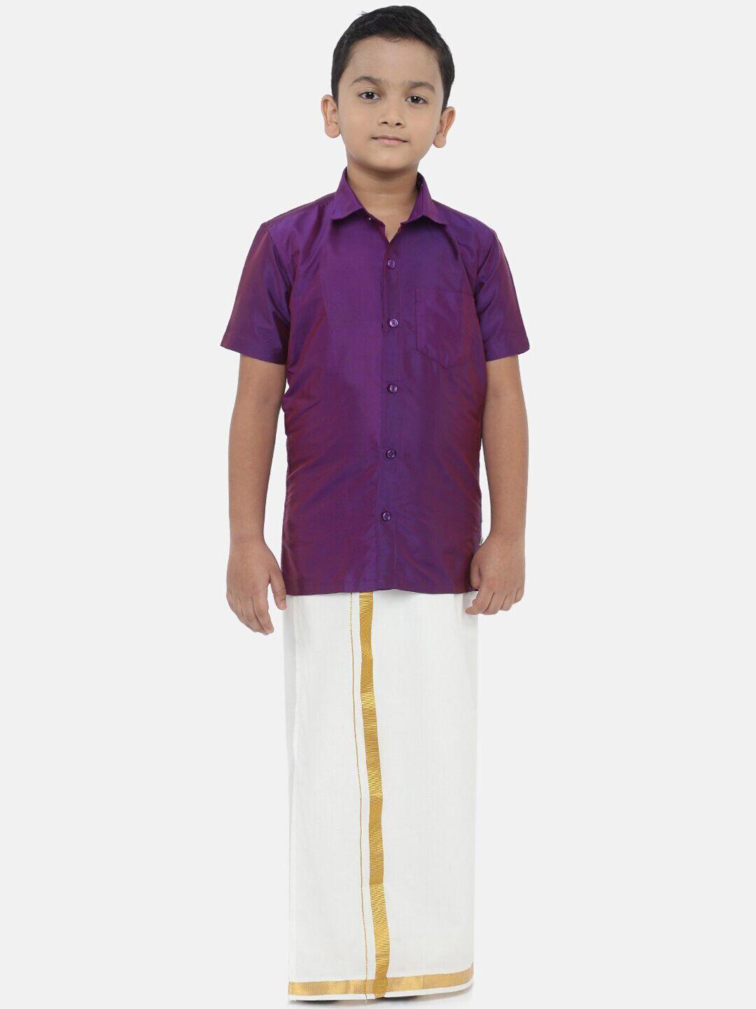 ramraj boys spread collar short sleeves shirt with dhoti clothing set