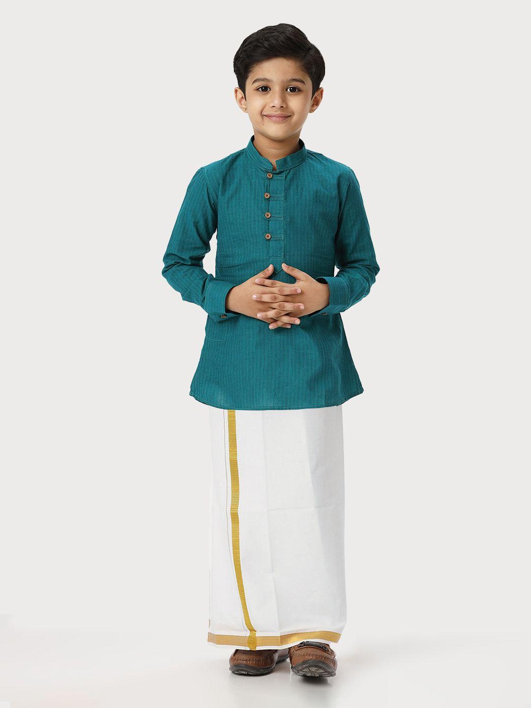 ramraj boys striped pure cotton kurta with veshti