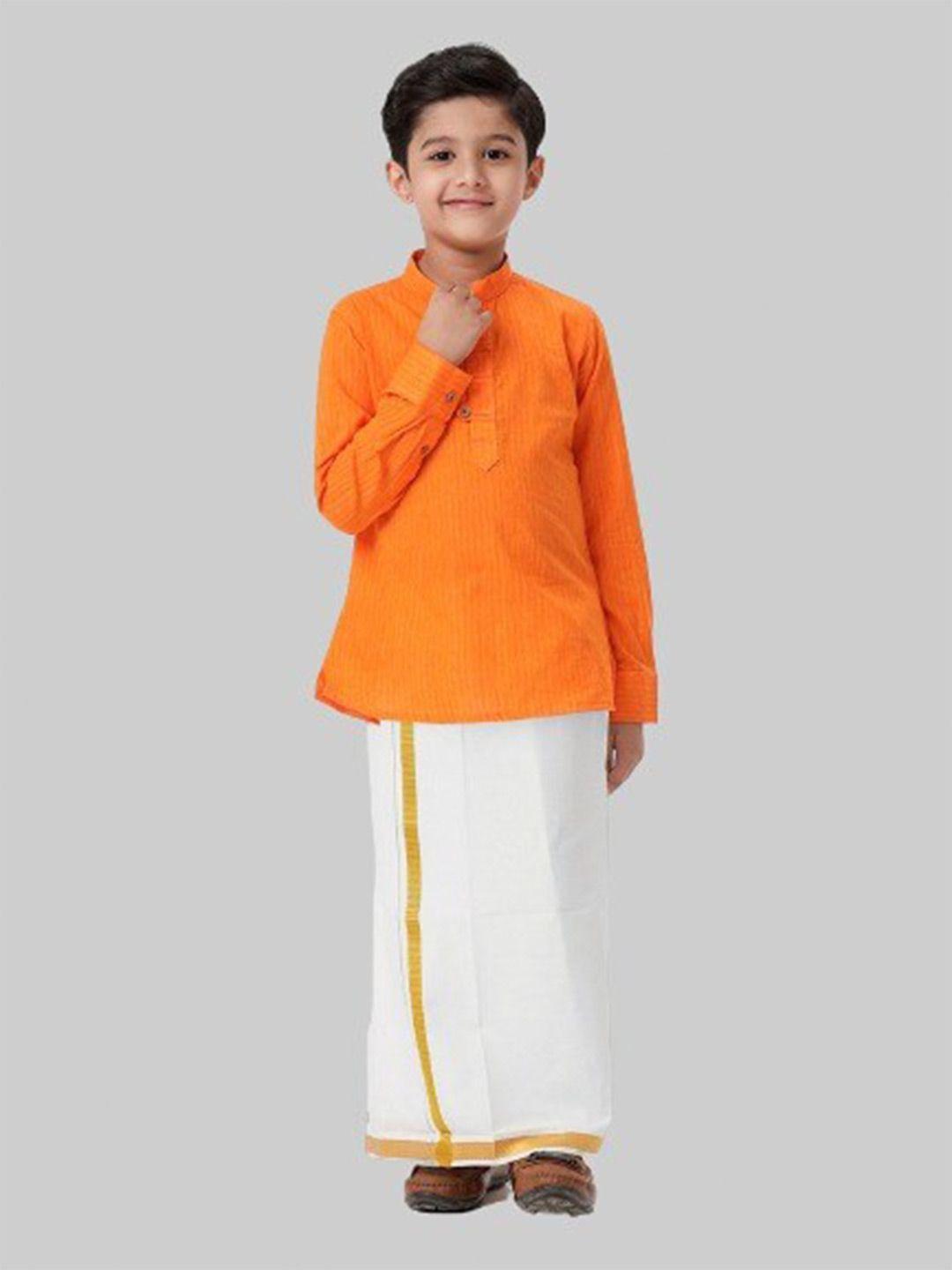 ramraj boys striped pure cotton shirt & veshti