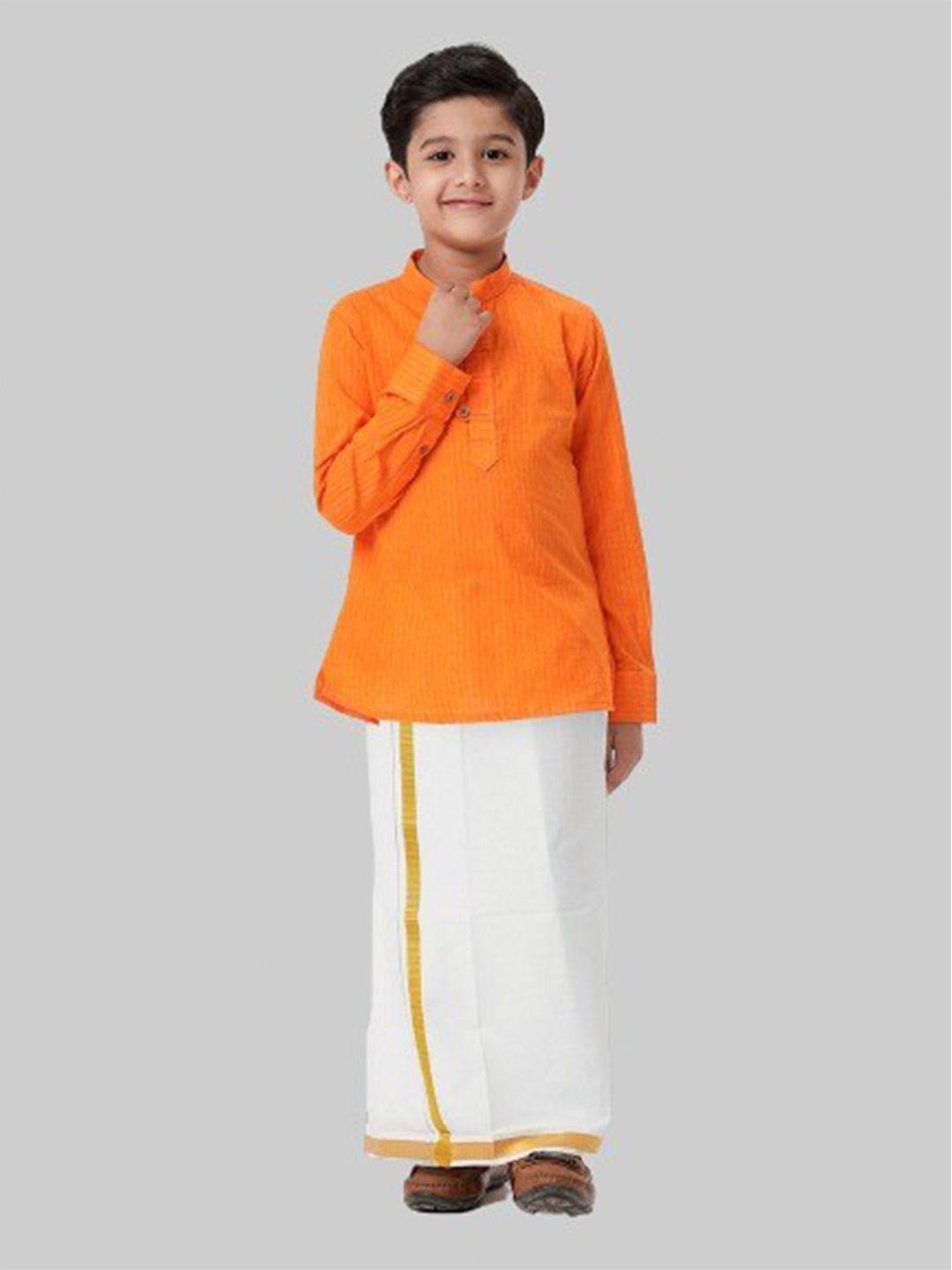 ramraj boys striped pure cotton shirt & veshti