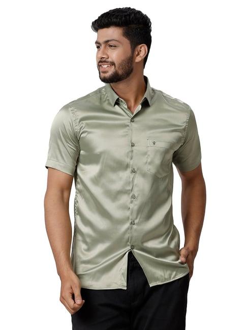 ramraj green regular fit half sleeves shirt