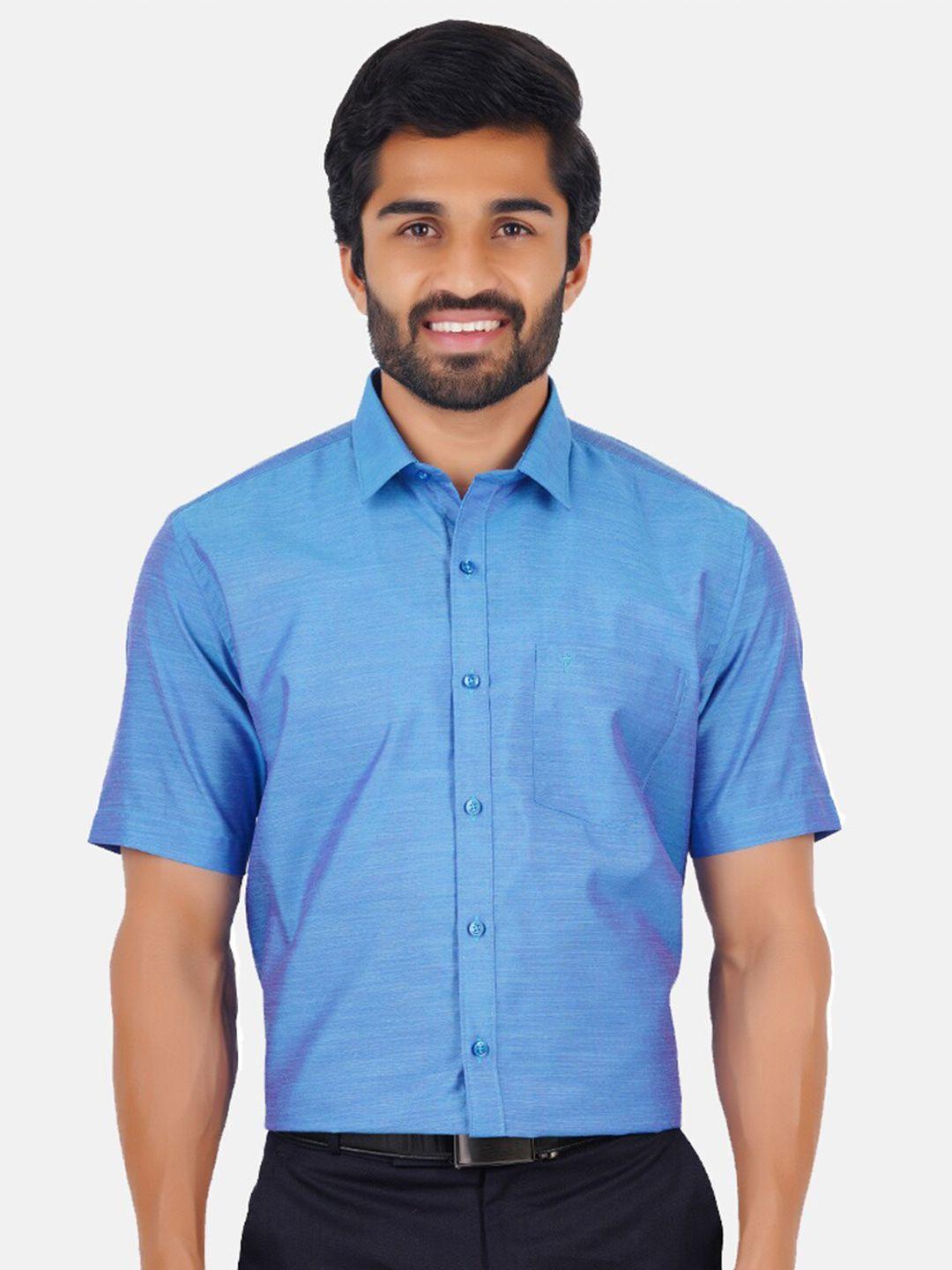 ramraj men blue classic formal shirt