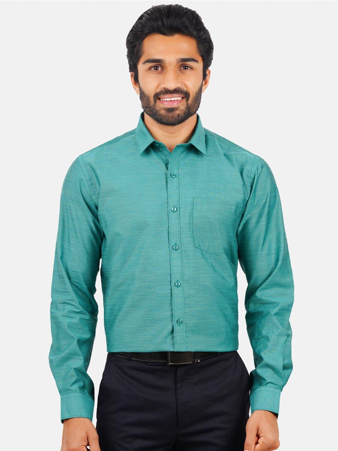 ramraj men green classic formal shirt