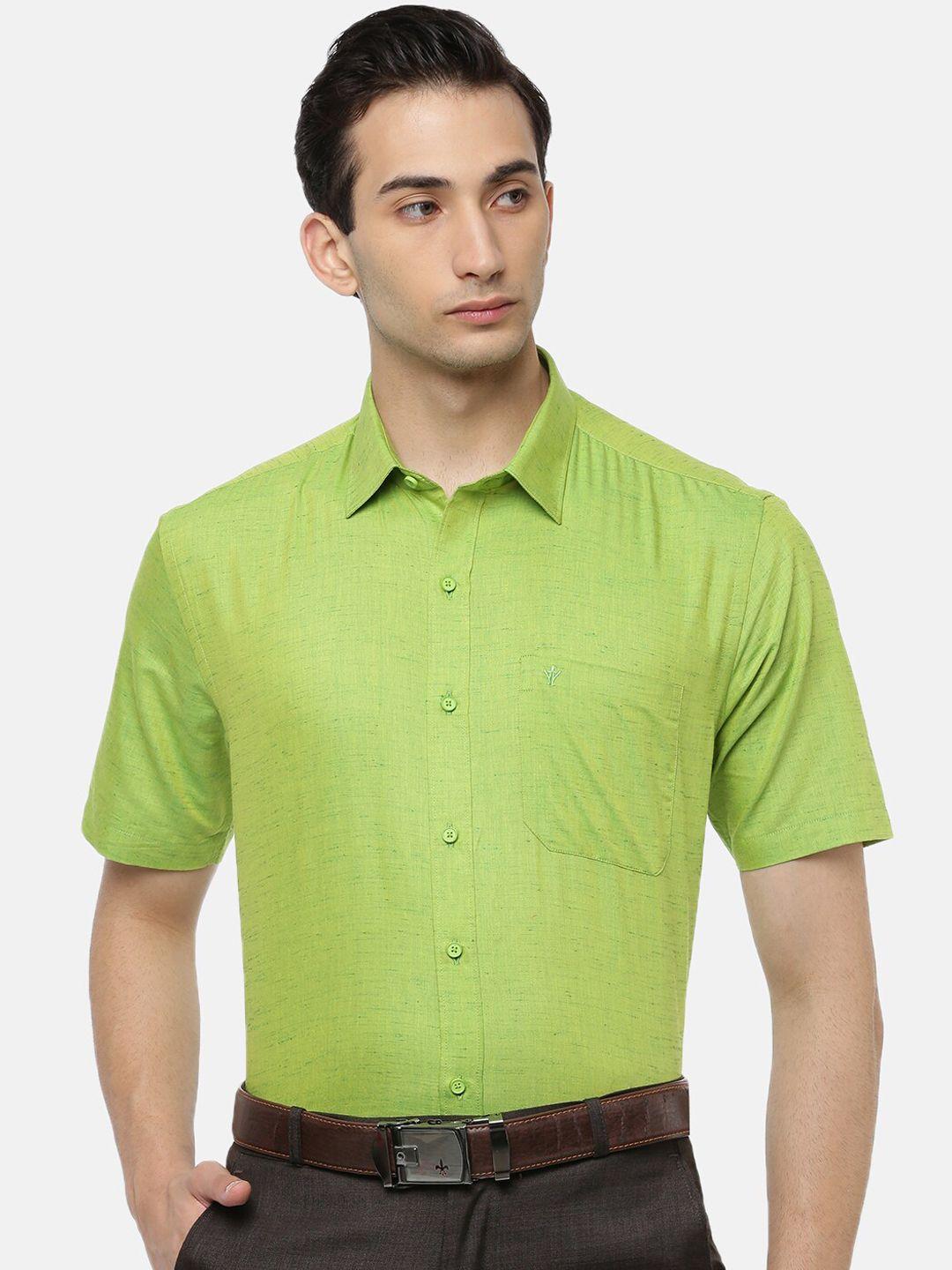 ramraj men green slim fit opaque formal shirt