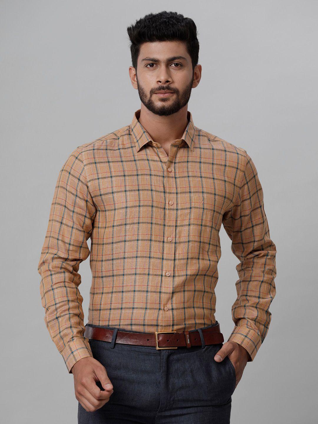 ramraj men multicoloured smart tailored fit opaque checked casual shirt