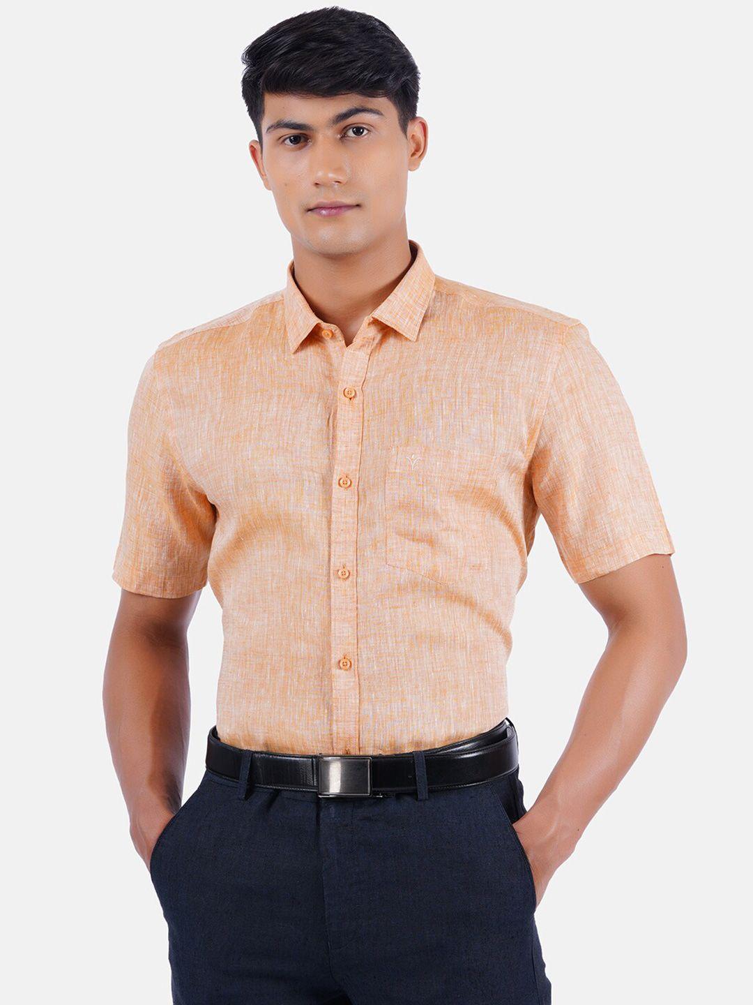 ramraj men orange linen formal shirt