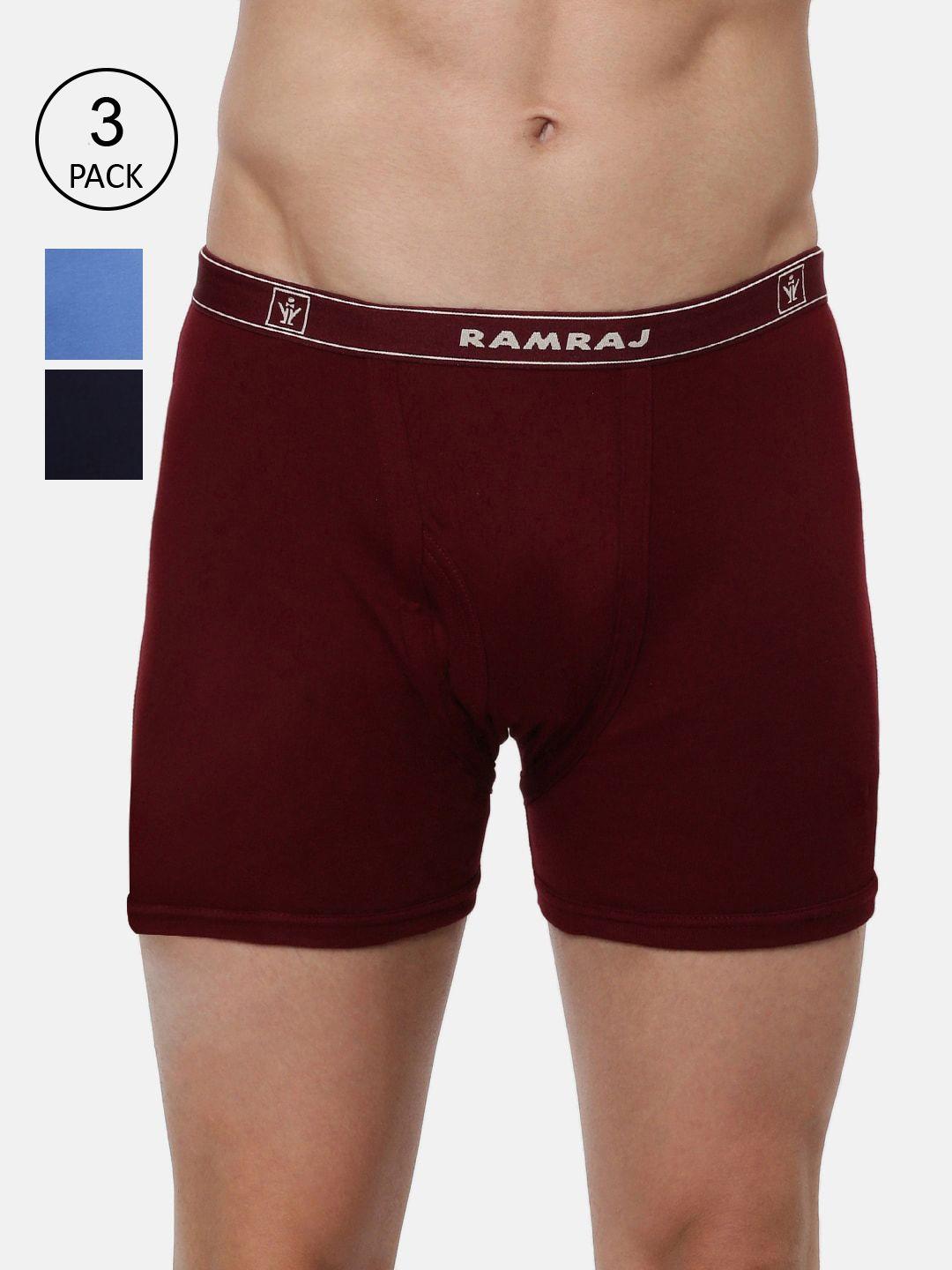 ramraj men pack of 3 assorted pure cotton imaxs trunks