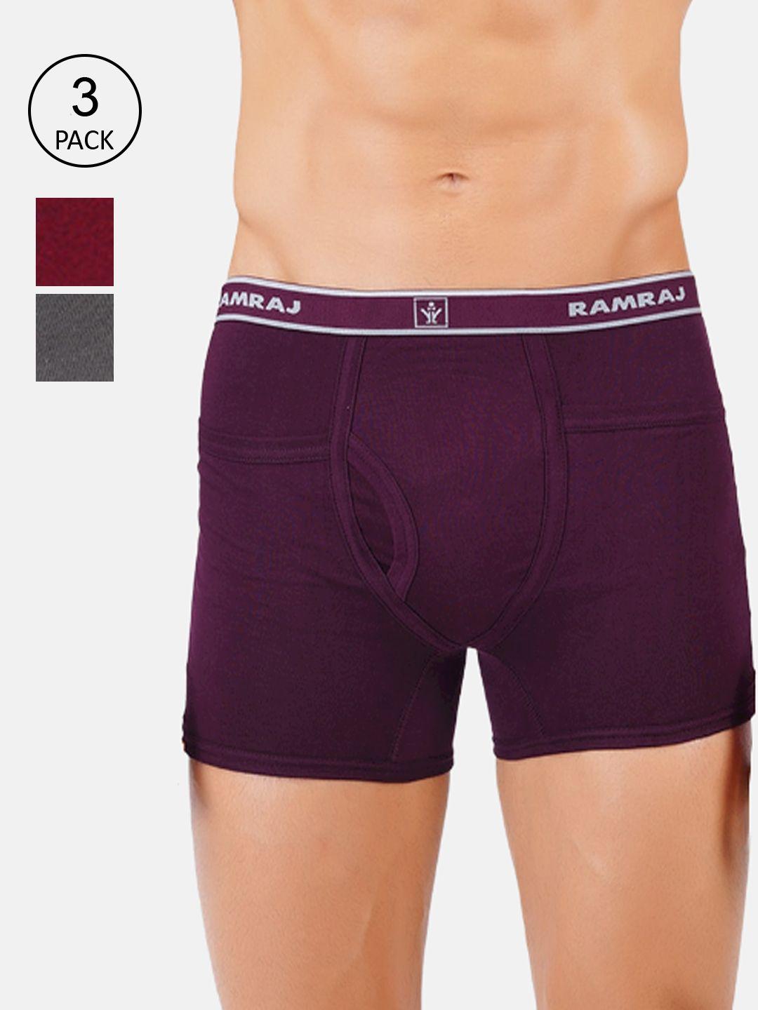 ramraj men pack of 3 solid cotton trunks targettrnk2pkt3pcs