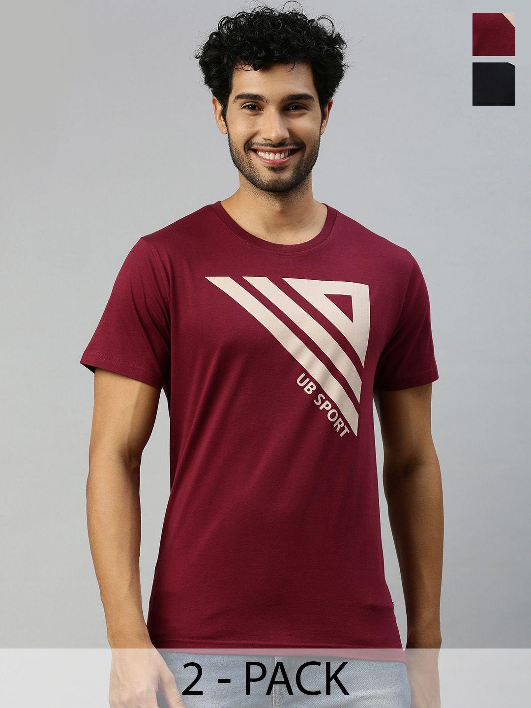 ramraj pack of 2 geometric printed pure cotton t-shirt