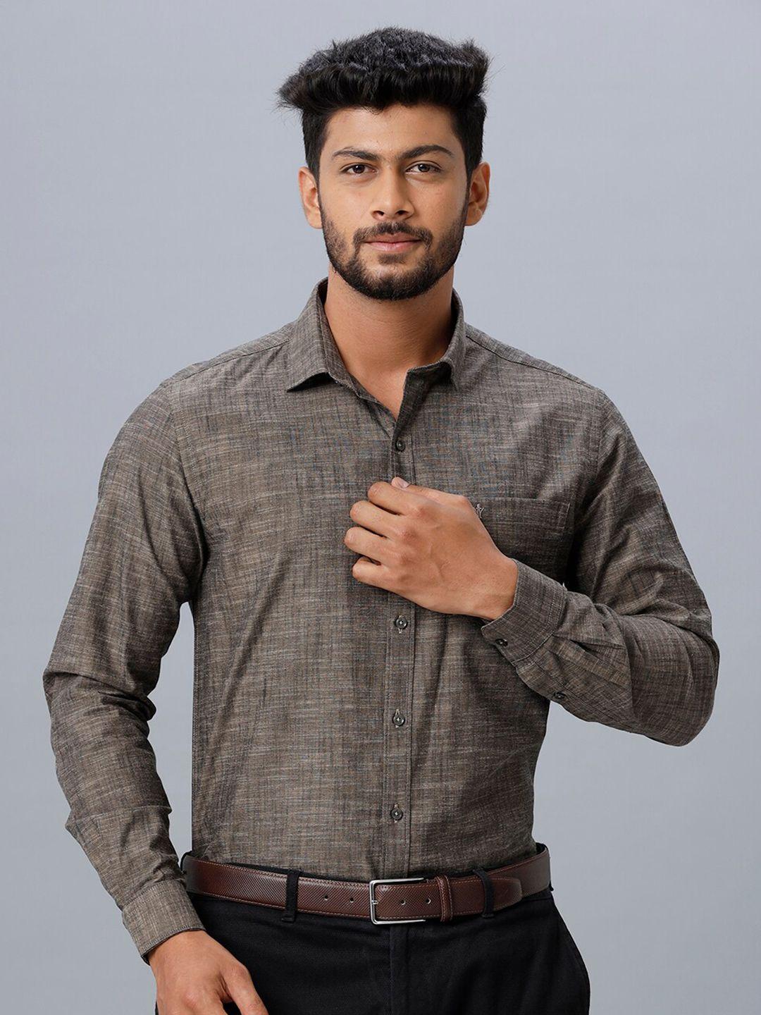 ramraj smart slim fit spread collar formal pure cotton shirt