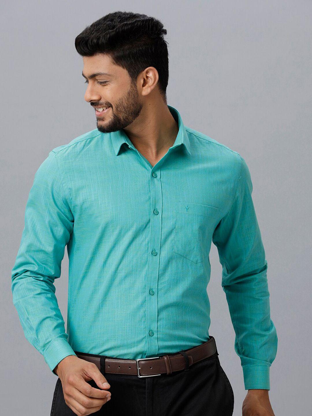 ramraj smart slim fit spread collar formal pure cotton shirt