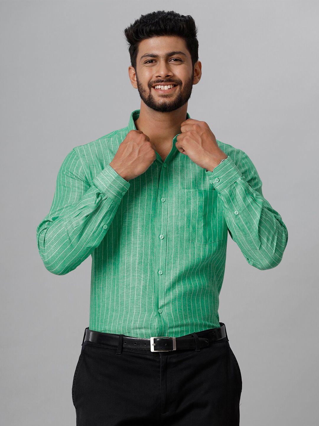 ramraj smart tailored fit striped linen formal shirt
