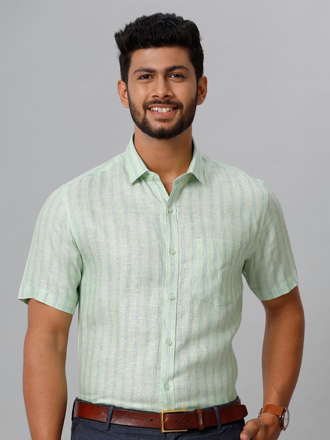 ramraj smart vertical striped linen tailored fit formal shirt