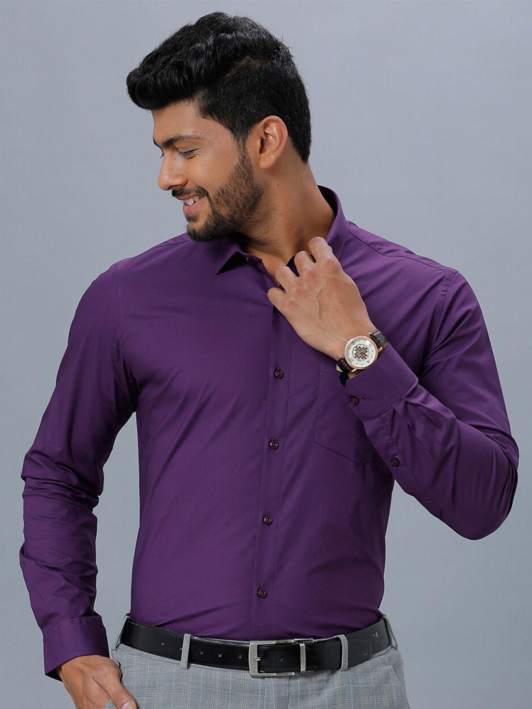 ramraj spread collar opaque cotton formal shirt