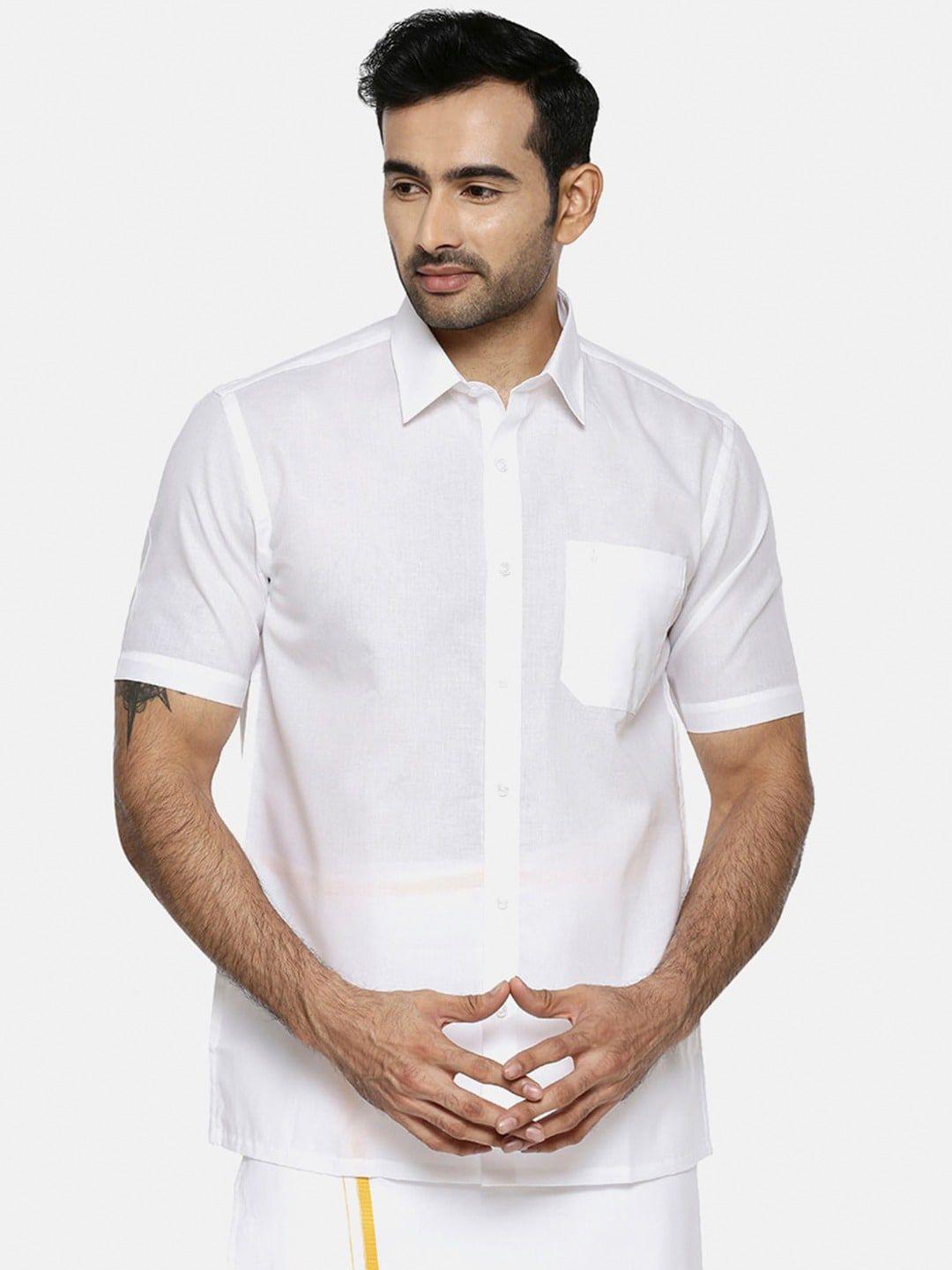 ramraj spread collar pure cotton casual shirt