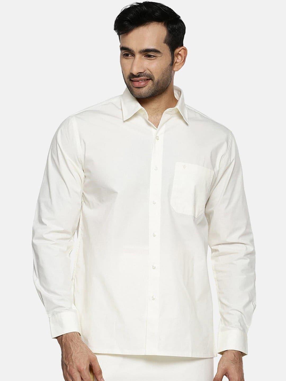 ramraj spread collar pure cotton regular fit casual shirt