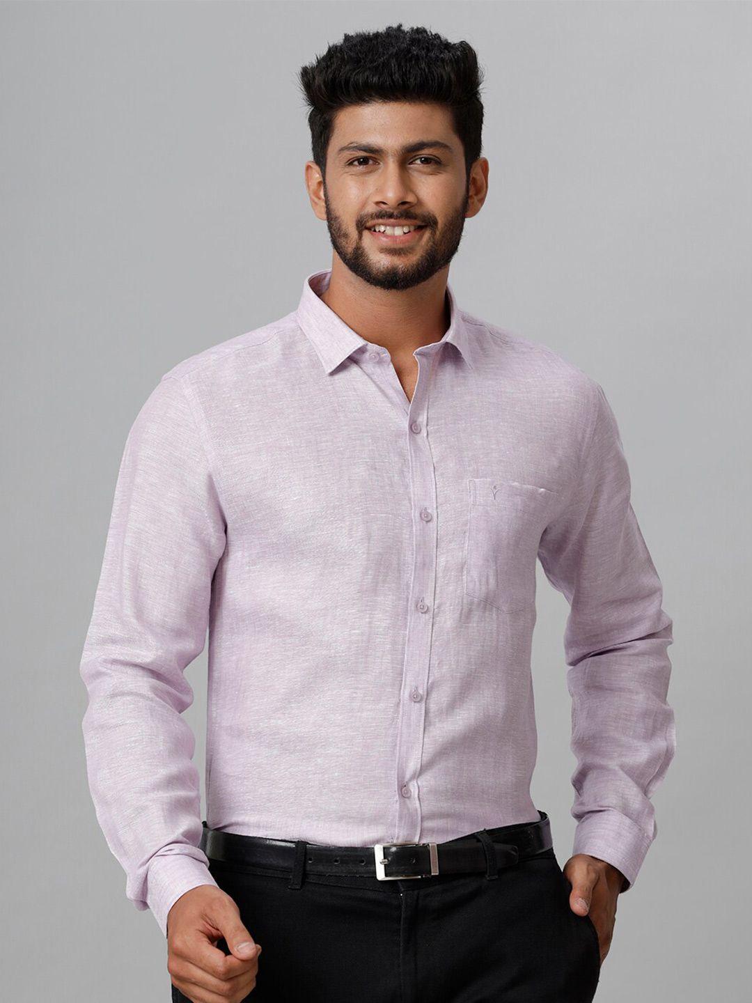 ramraj tailored fit spread collar linen formal shirt