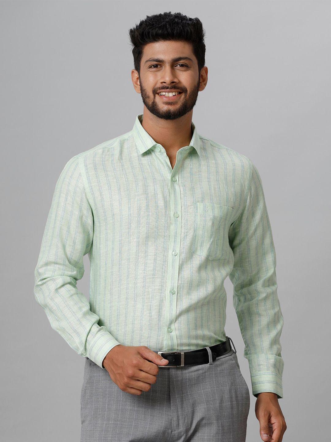 ramraj vertical striped smart tailored fit linen formal shirt