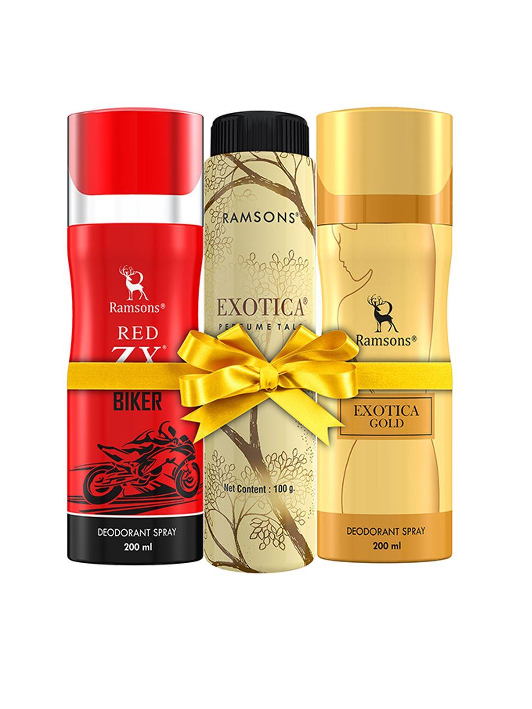 ramsons set of exotica gold & red zx - biker deodorants + exotica deo talc