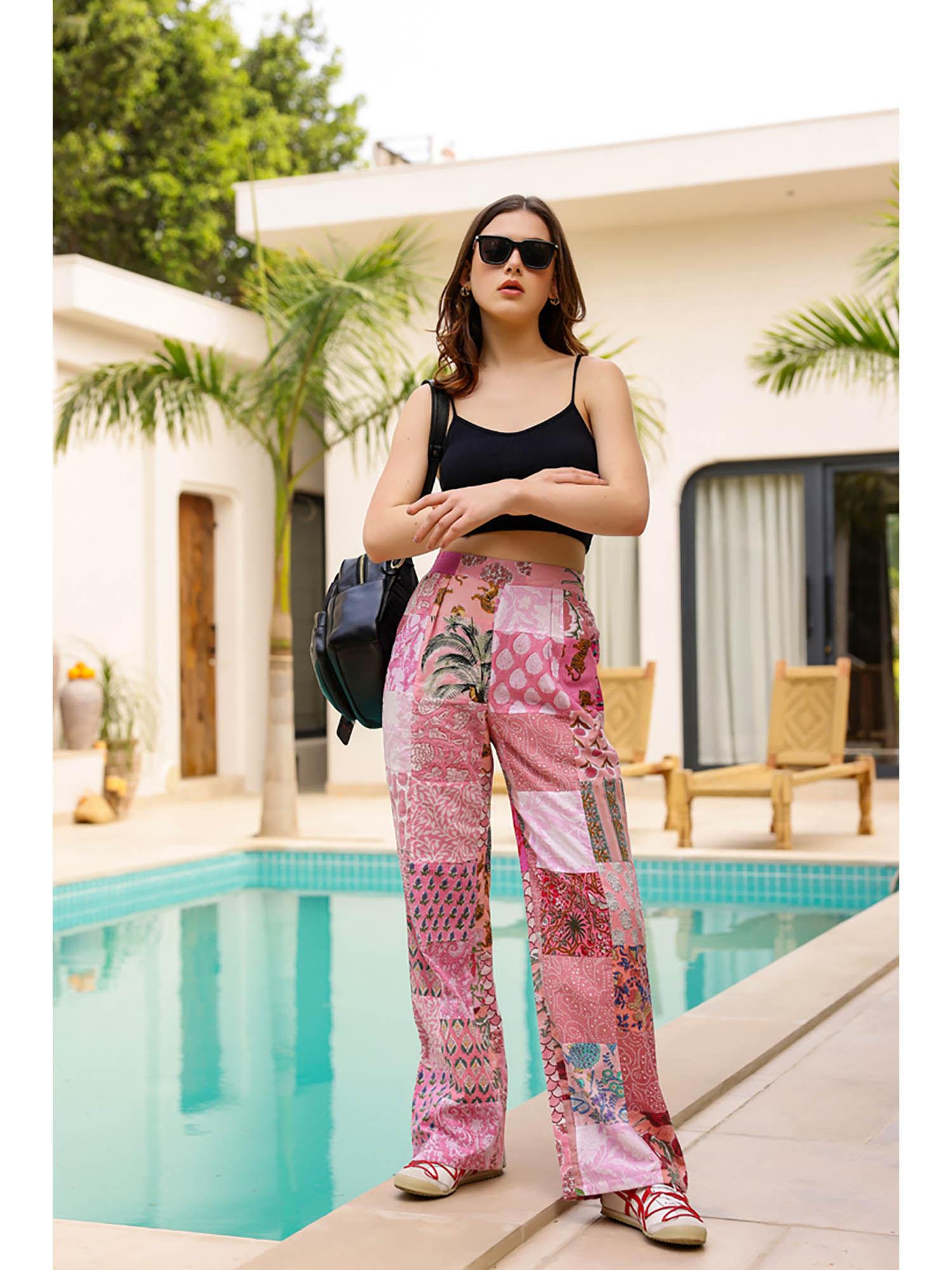 rana pink printed pant