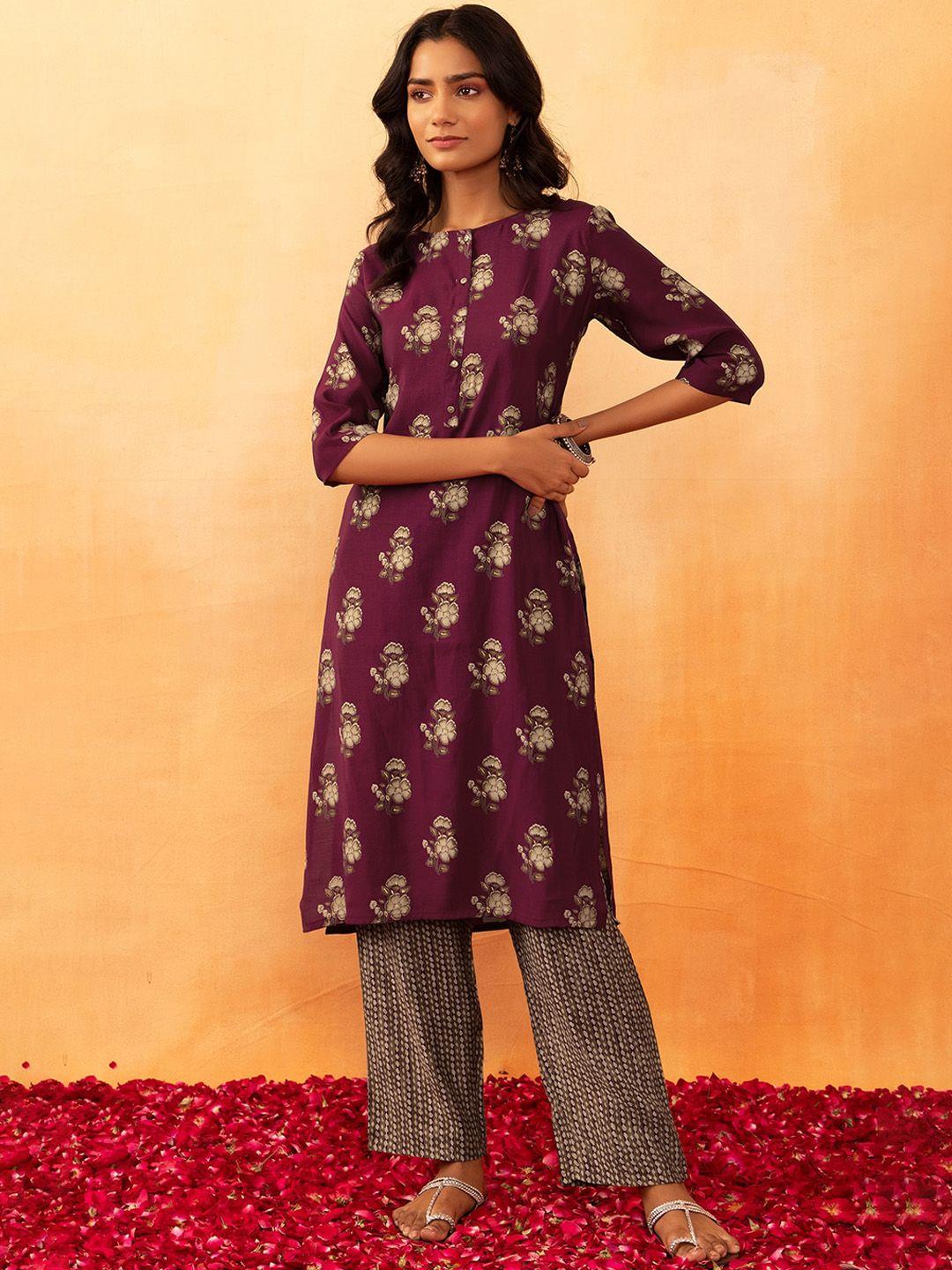 rang by indya boota foil printed pure cotton kurta with trouser