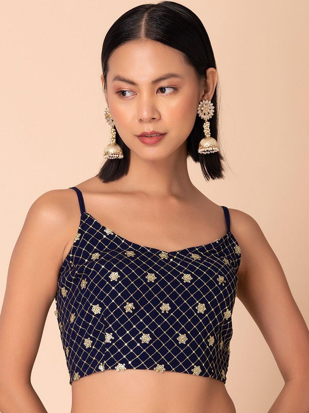 rang by indya embellished sequined sleeveless blouse