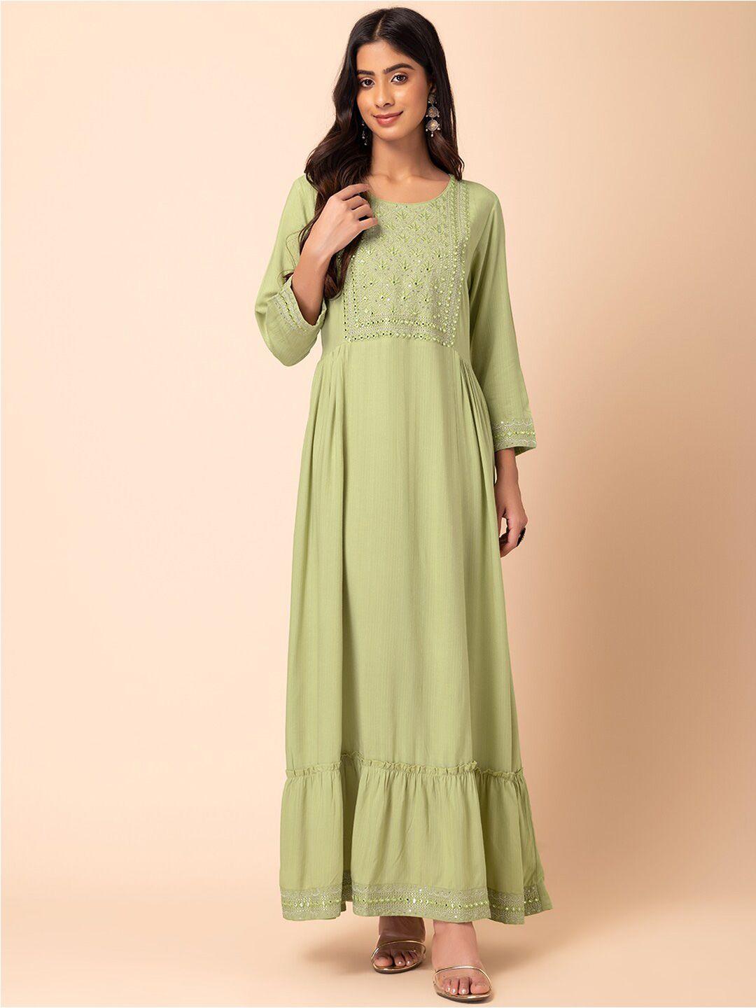 rang by indya embroidered ethnic maxi dress