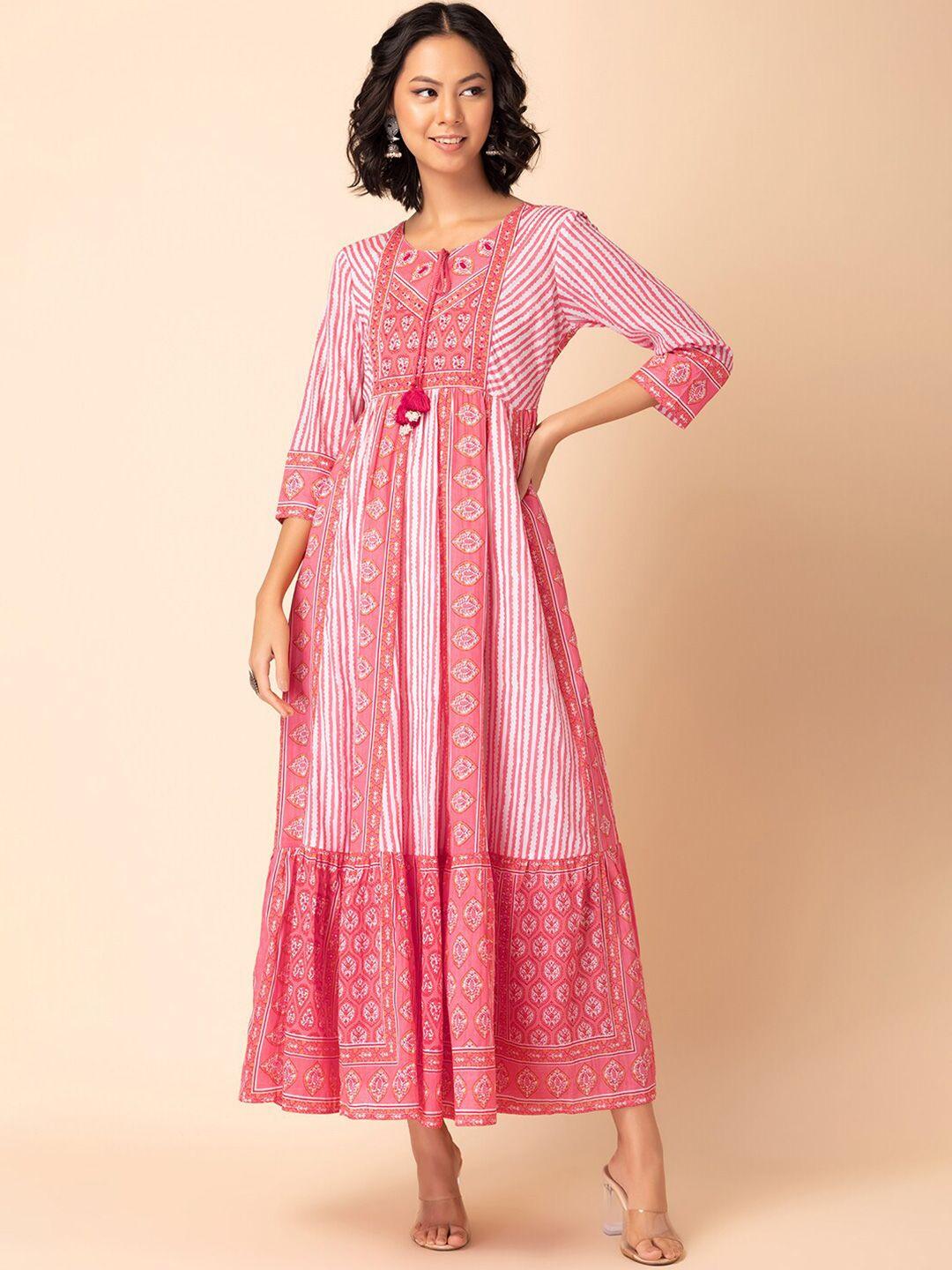 rang by indya ethnic motif printed cotton ethnic dress
