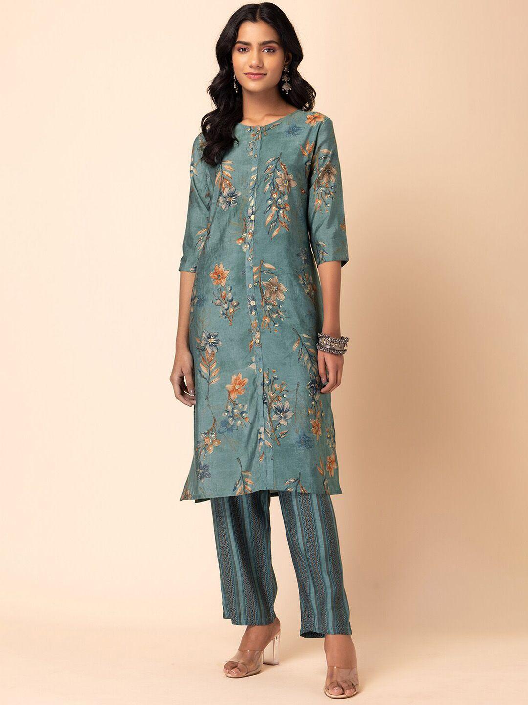 rang by indya floral printed kurta with trouser