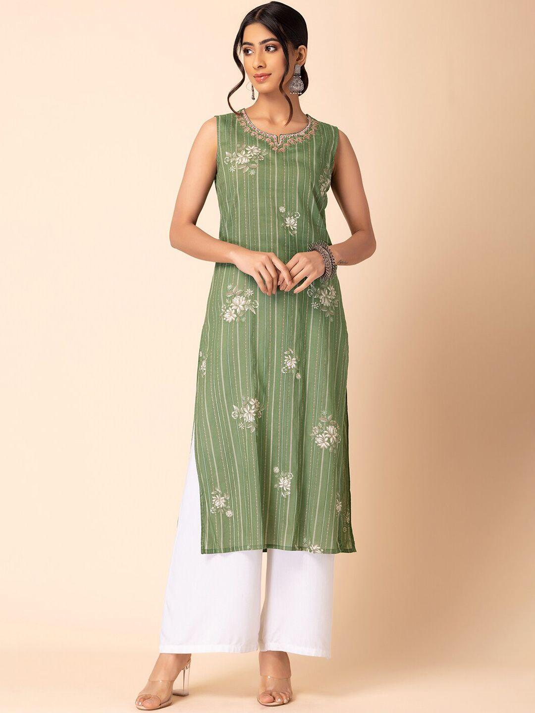 rang by indya floral printed pure cotton kurta