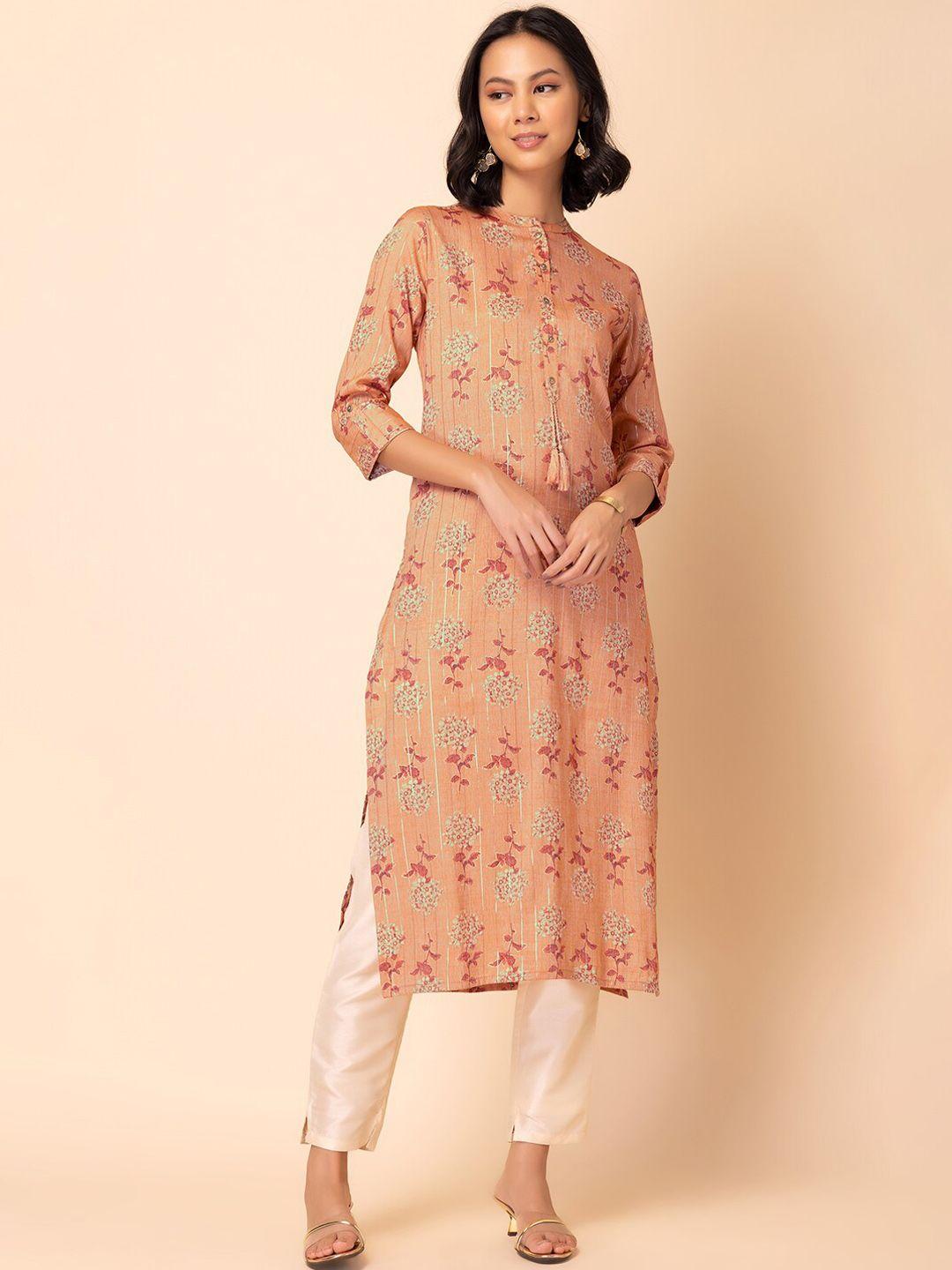 rang by indya floral printed straight kurta