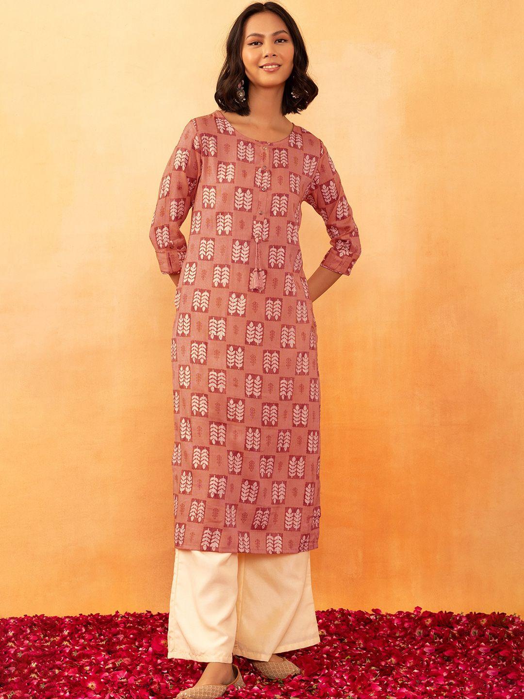 rang by indya floral printed straight kurta