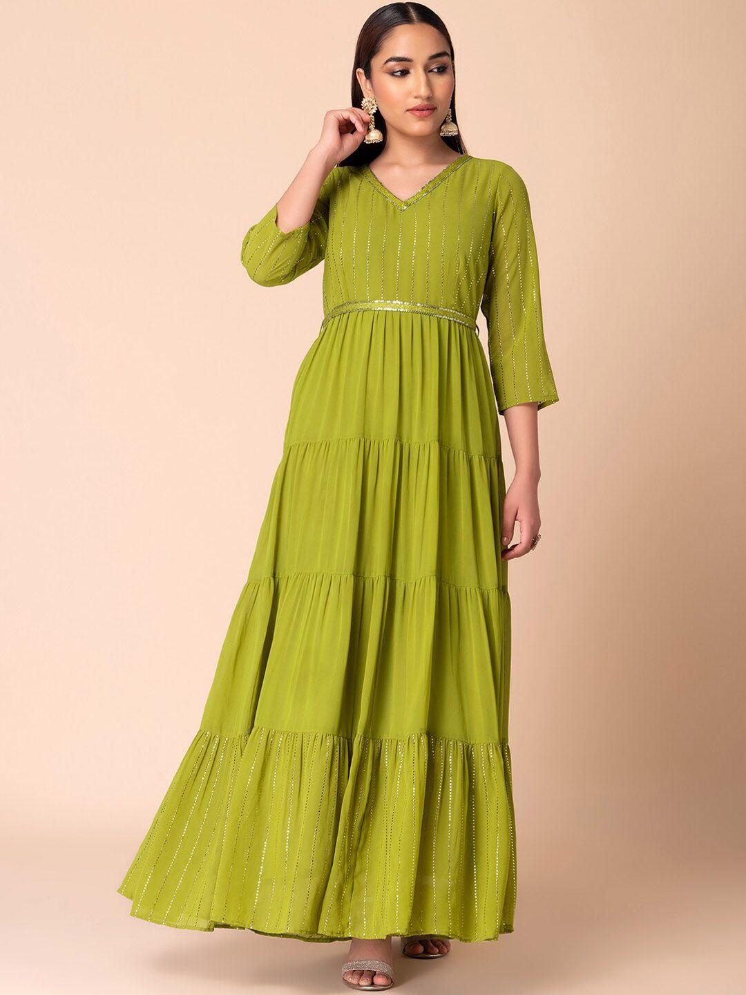 rang by indya v-neck sequins georgette anarkali kurta