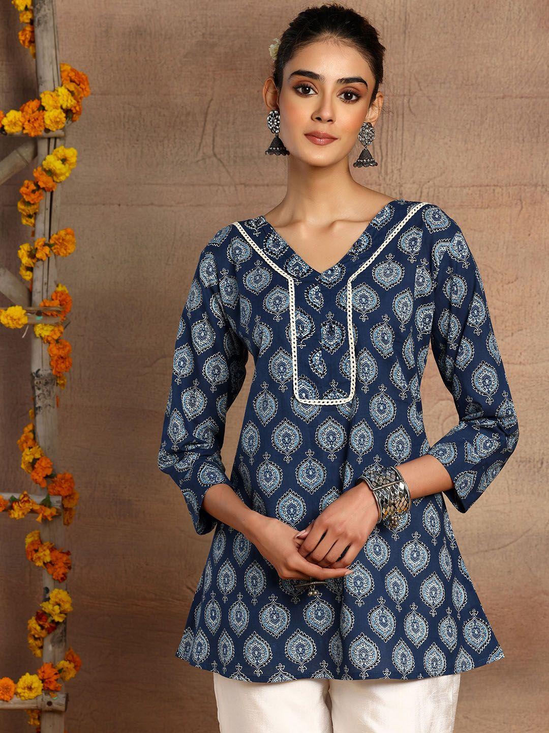 rang by indya women ethnic motifs printed thread work kurta