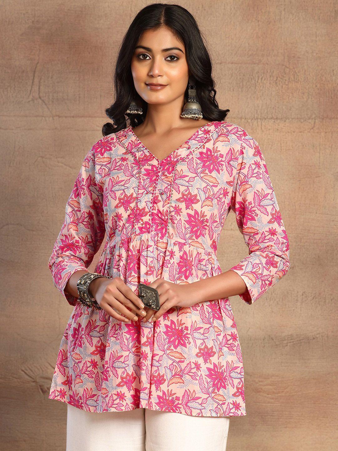 rang by indya women floral printed sequinned kurta