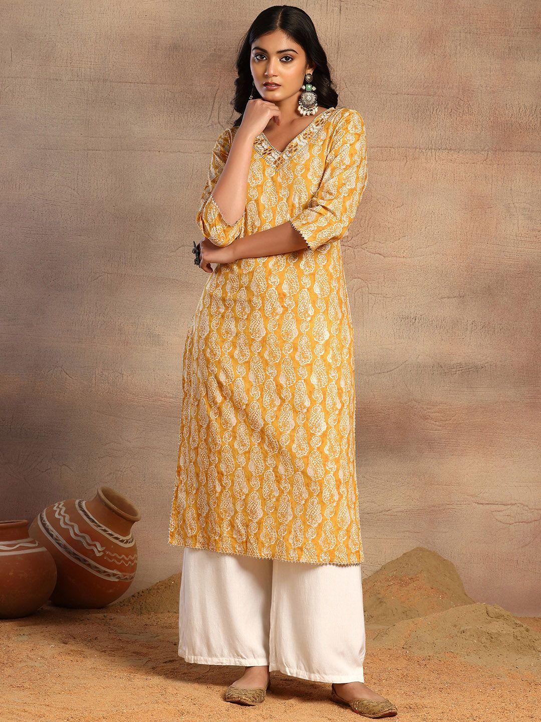 rang by indya women floral printed thread work kurta