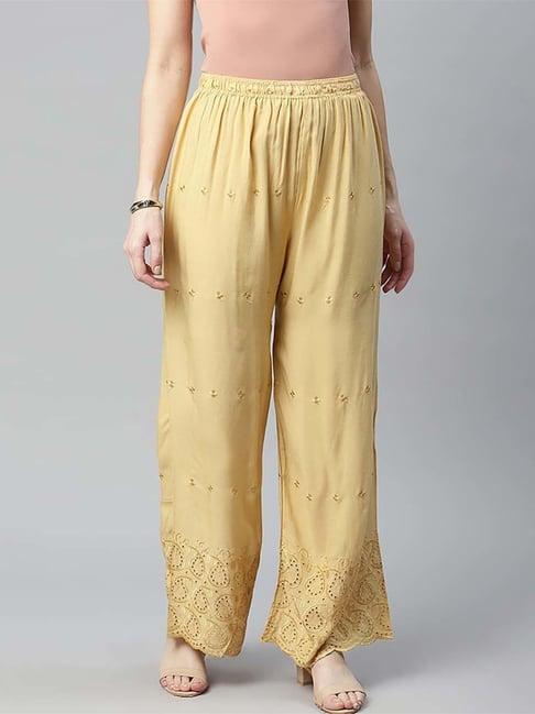 rang gali beige embroidered palazzos