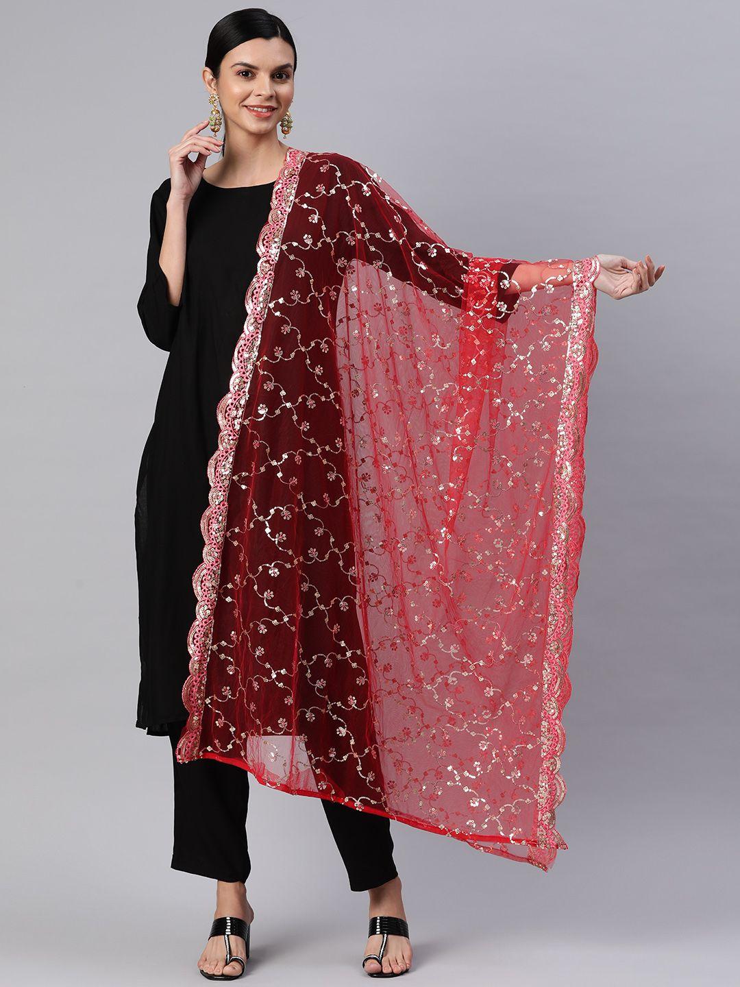 rang gali ethnic motifs embroidered dupatta with sequinned