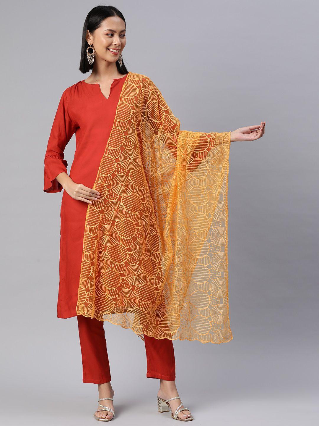 rang gali ethnic motifs woven design dupatta with thread work