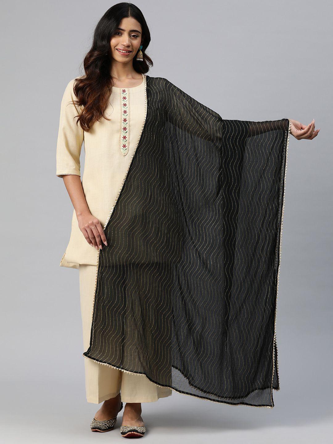 rang gali printed pure chiffon dupatta with gotta patti