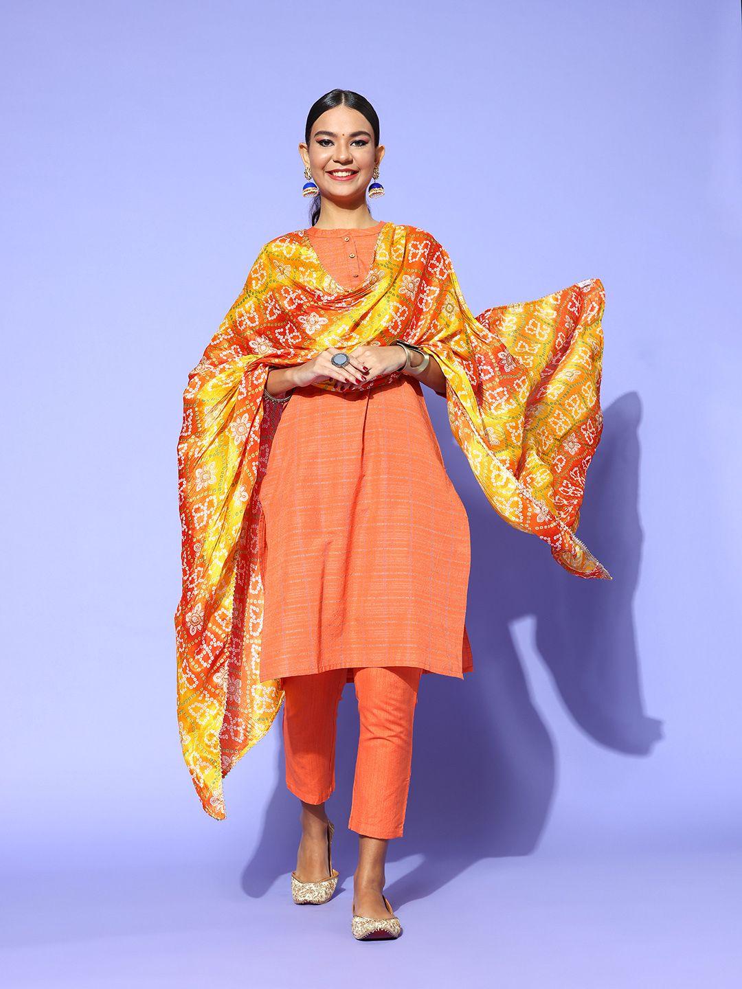 rang gali women orange dupatta