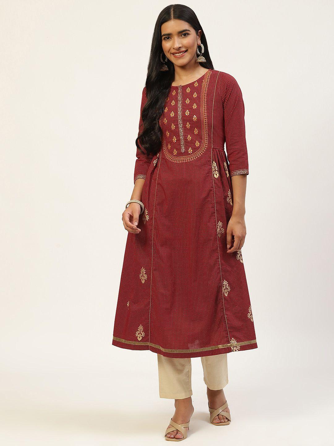 rangdeep women ethnic motifs embroidered empire sequinned kurta with trousers