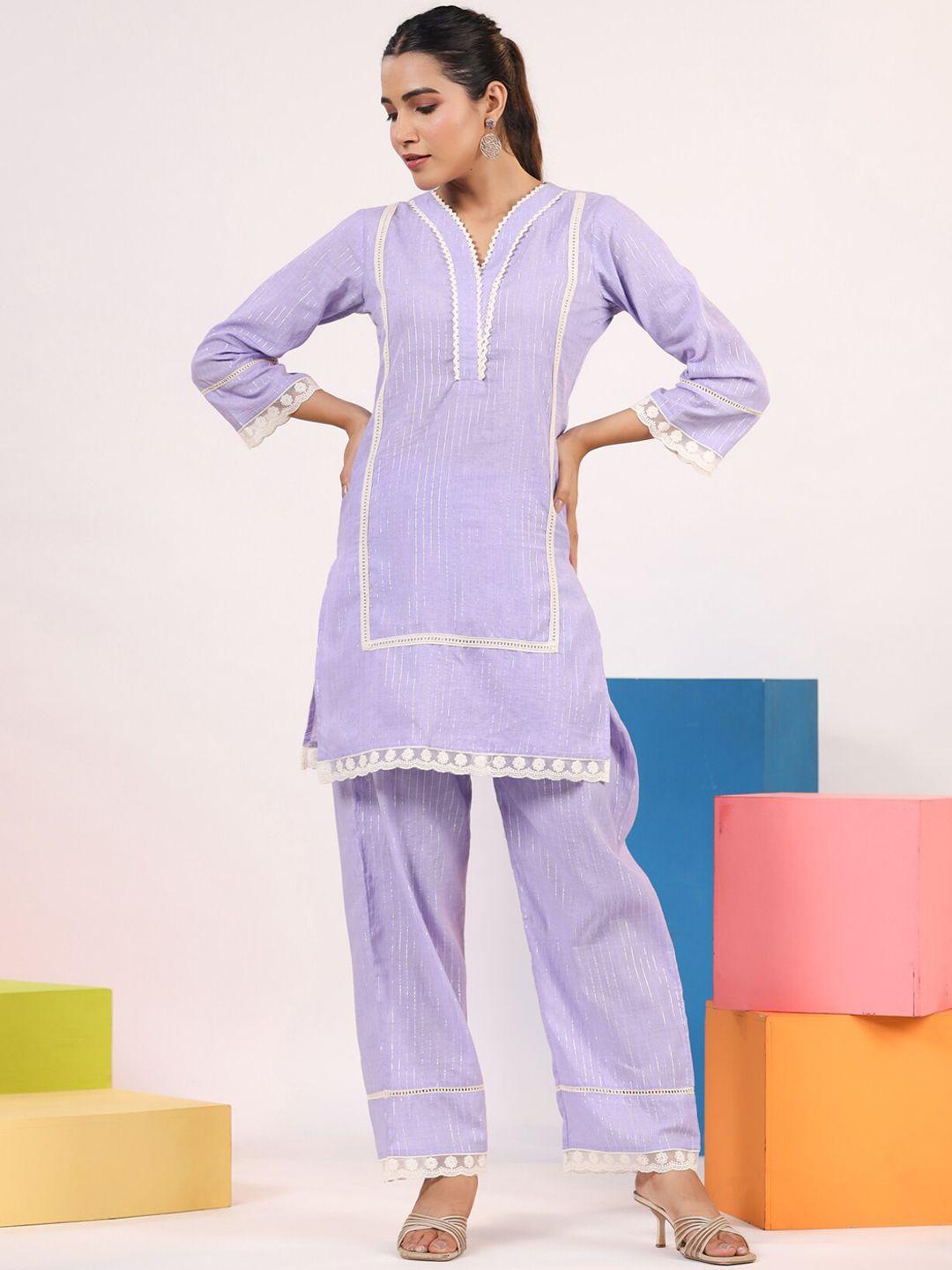 rangeelo printed v-neck three-quarter sleeves kurta set