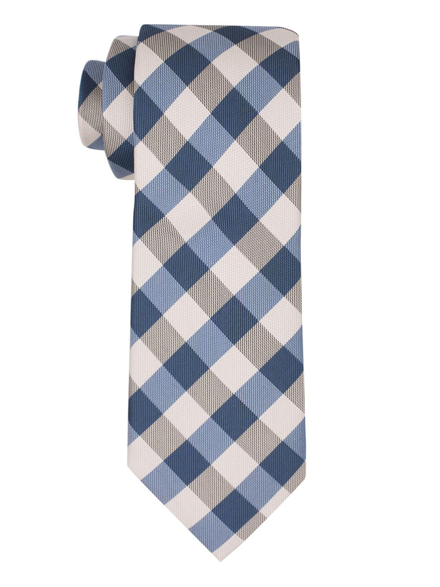 rangel blue and cream silk plaid necktie