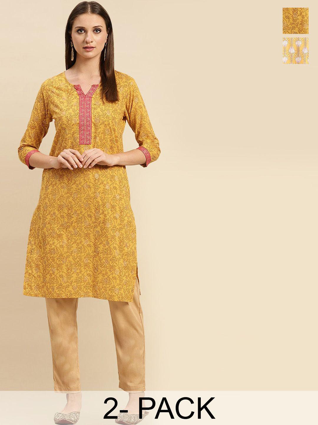 rangita floral printed cotton knee length straight kurti