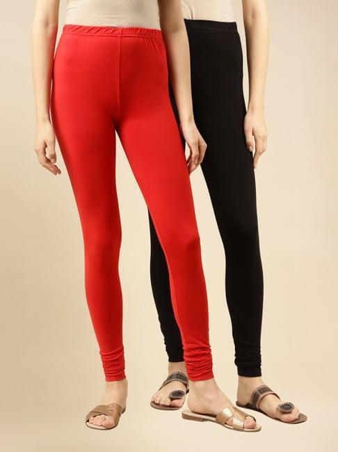 rangita red & black leggings - pack of 2