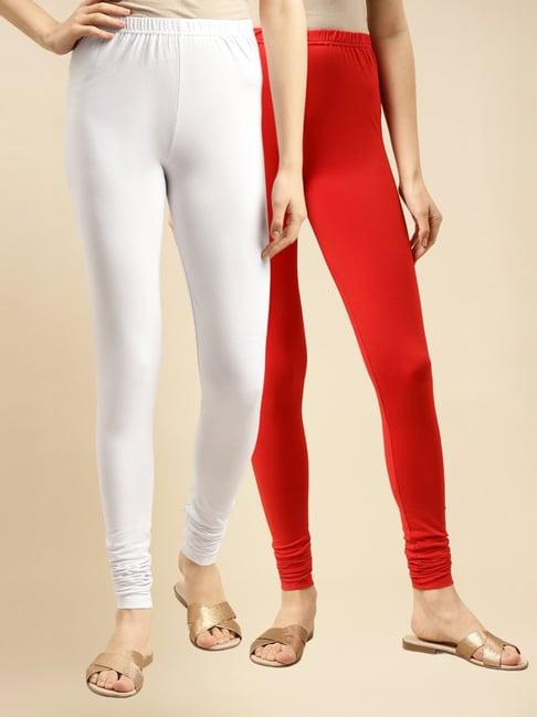 rangita red & white leggings - pack of 2