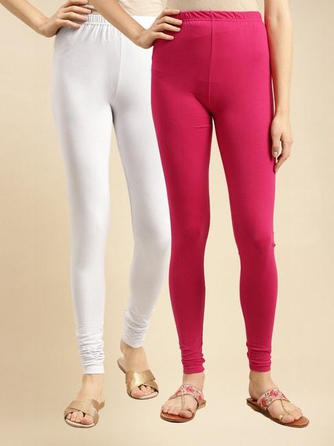 rangita white & pink leggings - pack of 2