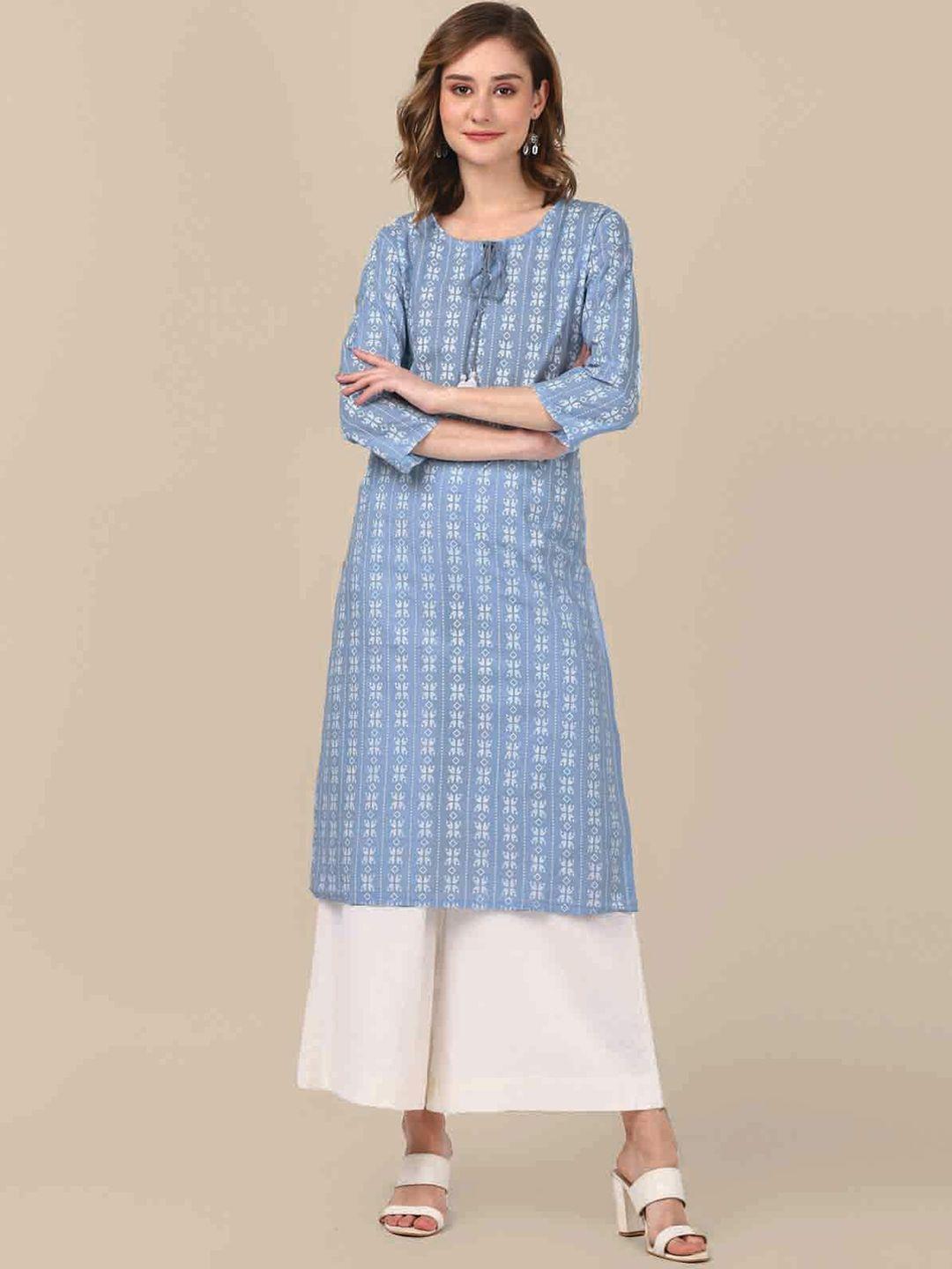 rangita women blue dyed flared sleeves kurta